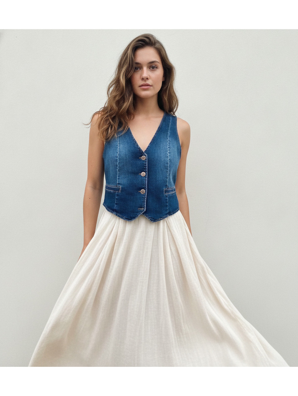 TRO OAT New York Large Denim Button-Up Vest